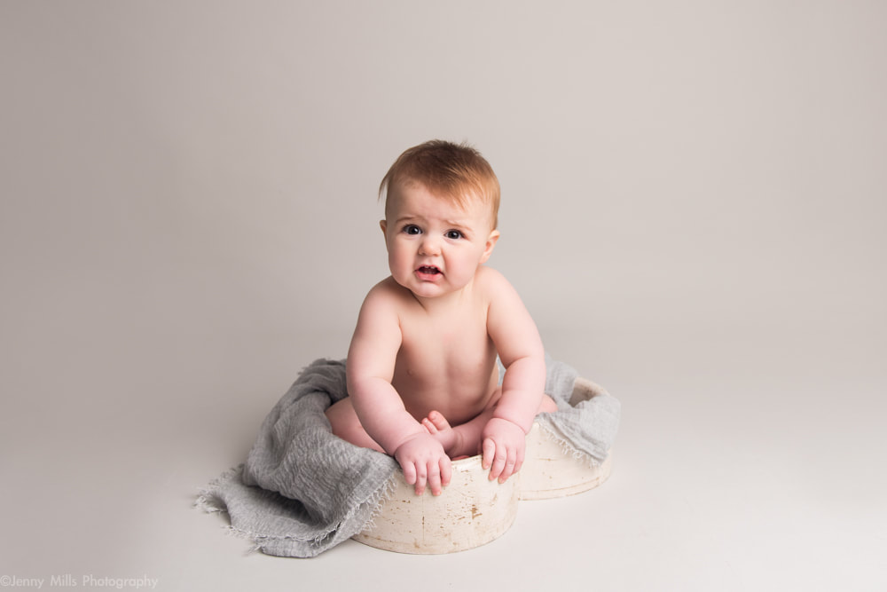 Sitter 6 7 8 9 month old baby photo shoot in studio Sheffield 