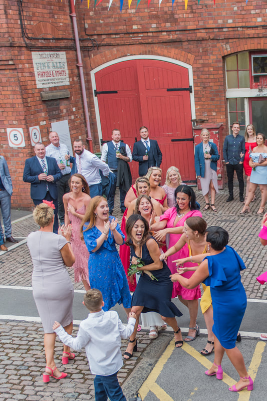 Kelham Island bridal toss with bouquet by of the wild Sheffield. 